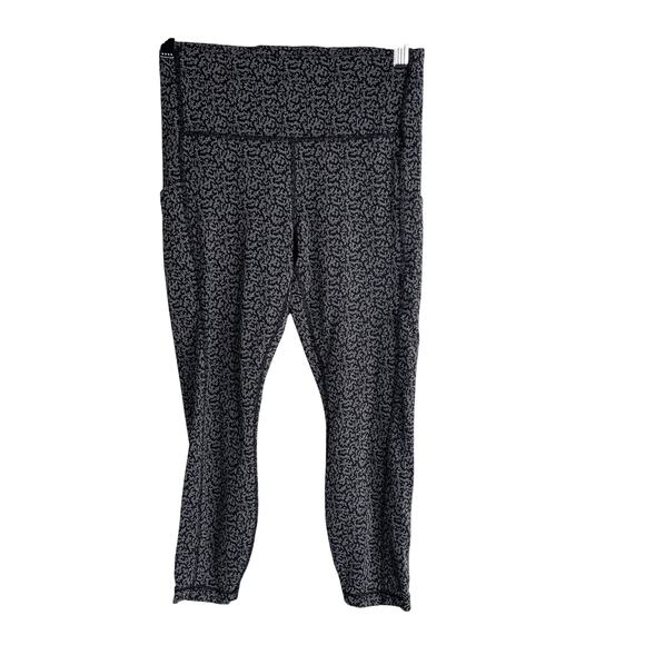 Athleta Small Black Gray Ultimate Stash Pocket Textured 7/8 Tight Static Print - Picture 1 of 12